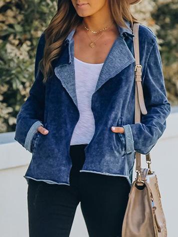 Women's Jackets Lapel Pocket Long Sleeve Denim Jacket - LuckyFash™