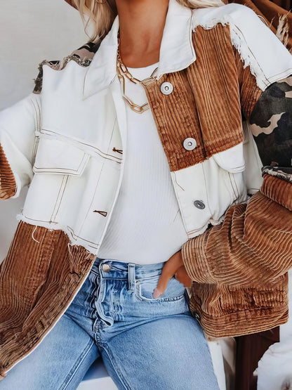 Jackets Lapel Retro Camouflage Corduroy Jacket - LuckyFash™