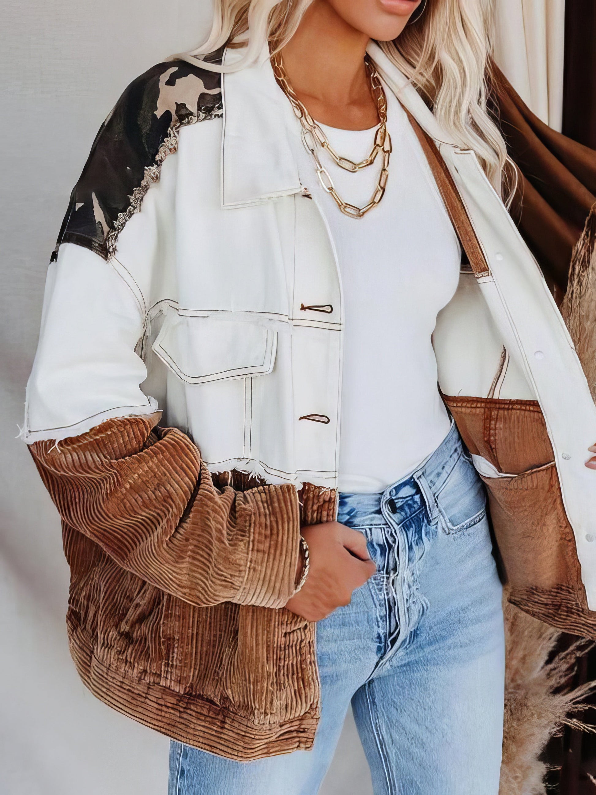 Jackets Lapel Retro Camouflage Corduroy Jacket - LuckyFash™