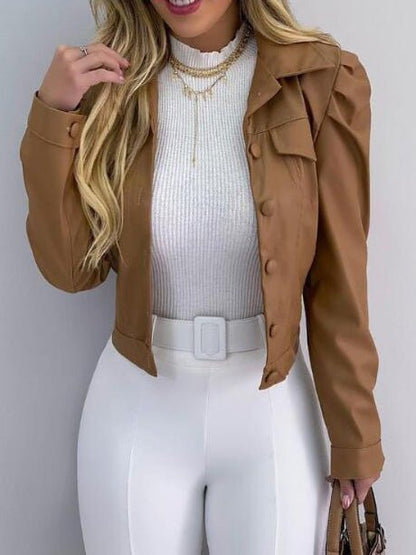 Women's Jackets Lapel Single Breasted Long Sleeve Short Jacket - LuckyFash™