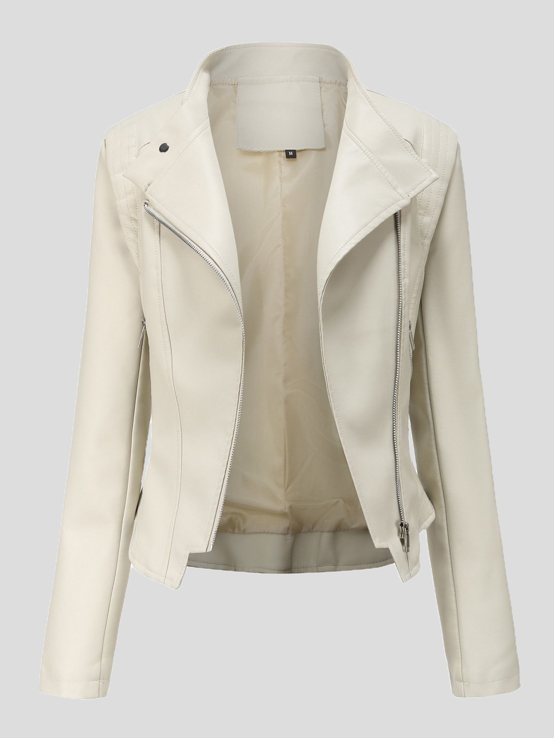 Women's Jackets Lapel Slim Long Sleeve Short PU Leather Jacket - LuckyFash™