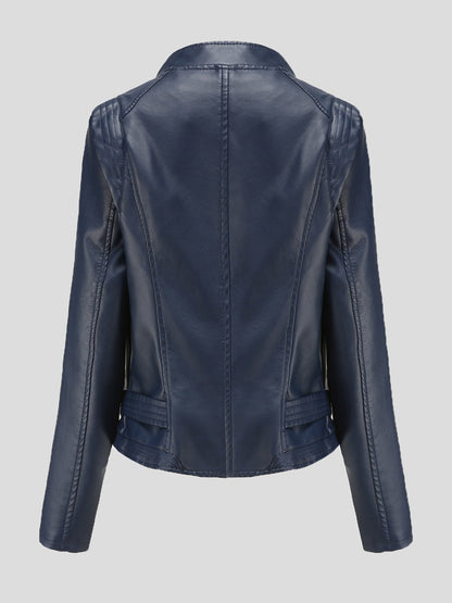 Women's Jackets Lapel Slim Long Sleeve Short PU Leather Jacket - LuckyFash™