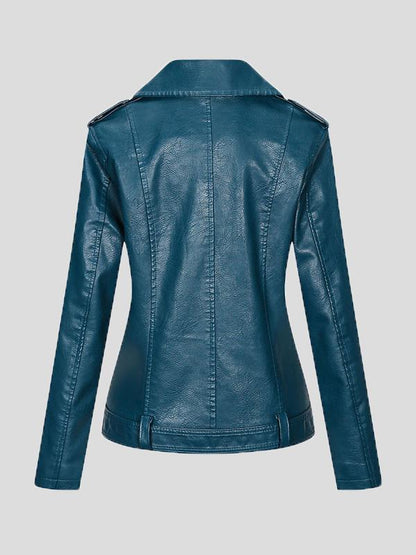 Women's Jackets Lapel Slim Zipper Temperament Pu Leather Jacket - LuckyFash™