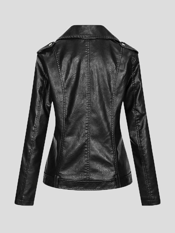 Women's Jackets Lapel Slim Zipper Temperament Pu Leather Jacket - LuckyFash™