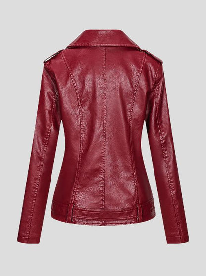 Women's Jackets Lapel Slim Zipper Temperament Pu Leather Jacket - LuckyFash™