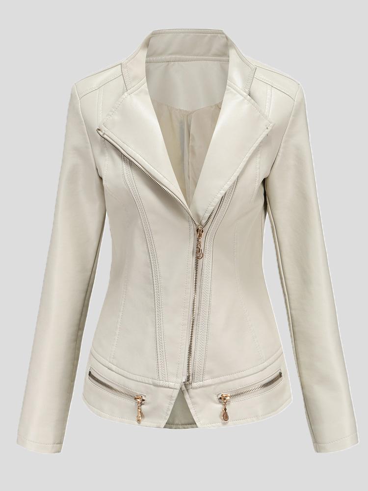 Women's Jackets Lapel Zipper Pu Jacket Small Jacket - LuckyFash™