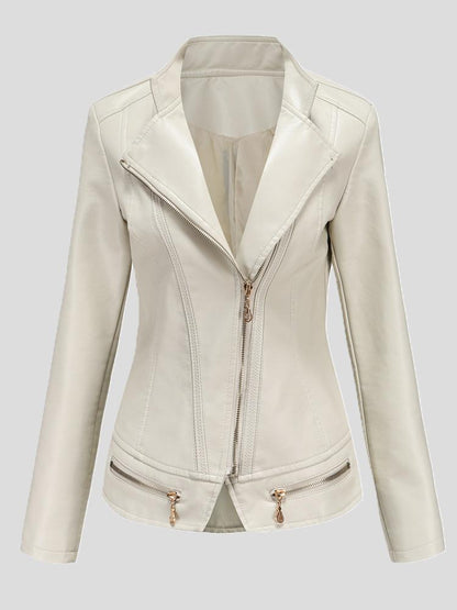 Women's Jackets Lapel Zipper Pu Jacket Small Jacket - LuckyFash™
