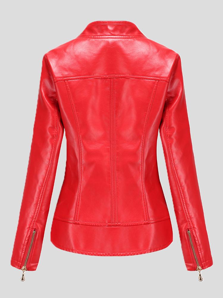 Women's Jackets Lapel Zipper Pu Jacket Small Jacket - LuckyFash™