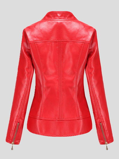 Women's Jackets Lapel Zipper Pu Jacket Small Jacket - LuckyFash™