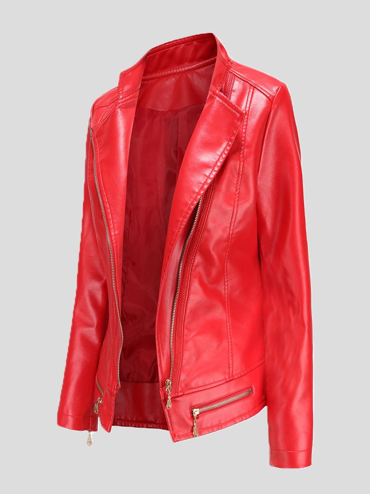 Women's Jackets Lapel Zipper Pu Jacket Small Jacket - LuckyFash™