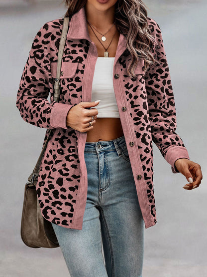 Women's Jackets Leopard Print Pocket Button Long Sleeve Jacket - LuckyFash™