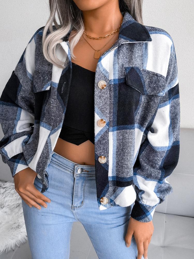 Women's Jackets Plaid Lantern Long Sleeve Woolen Jacket - LuckyFash™