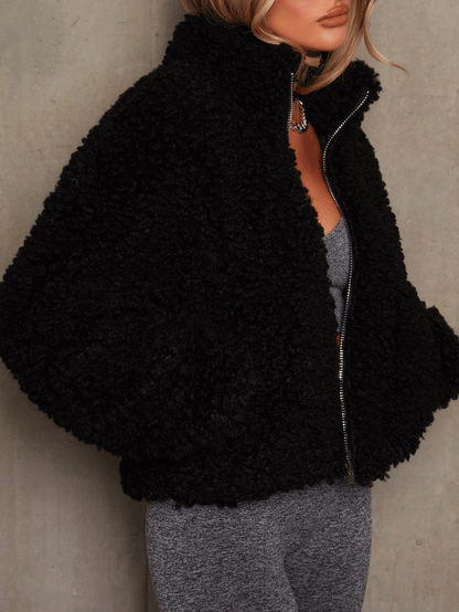 Women's Jackets Plush Cardigan Zipper Crop Jacket - LuckyFash™