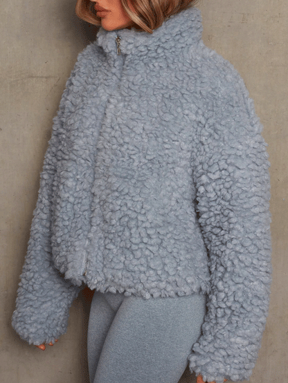 Women's Jackets Plush Cardigan Zipper Crop Jacket - LuckyFash™