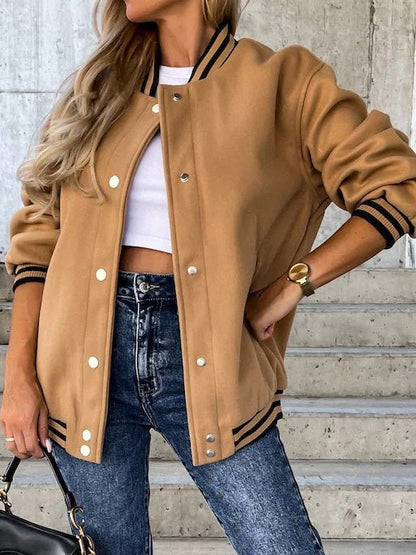 Women's Jackets Pocket Snaps Baseball Wool Jacket - LuckyFash™