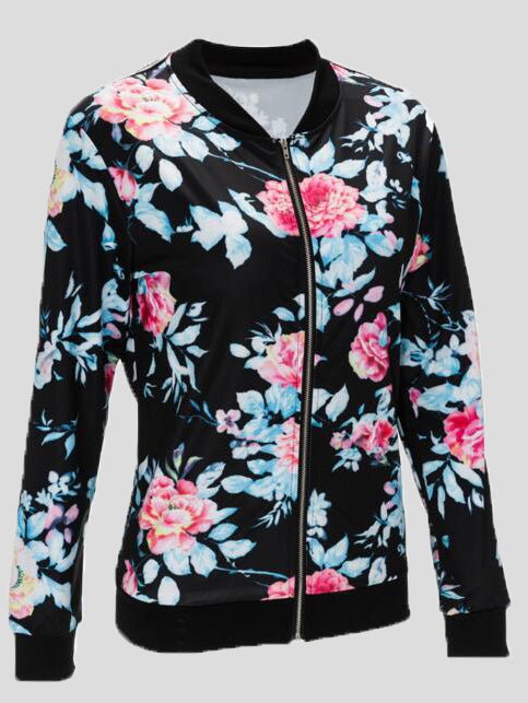 Women's Jackets Printed Zip Long Sleeve Jacket - LuckyFash™