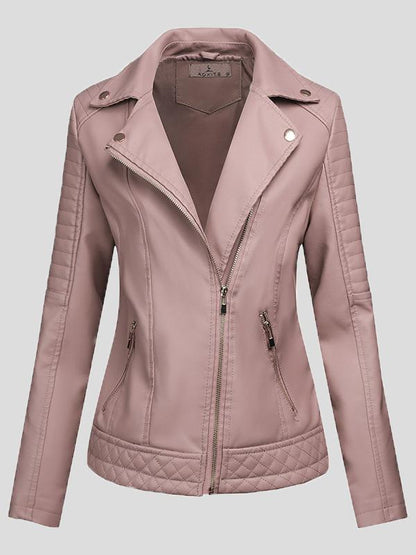 Women's Jackets Pu Temperament Lapel Zipper Short Jacket - LuckyFash™