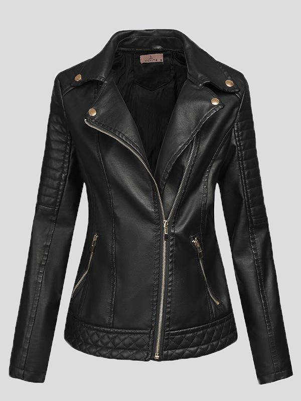 Women's Jackets Pu Temperament Lapel Zipper Short Jacket - LuckyFash™