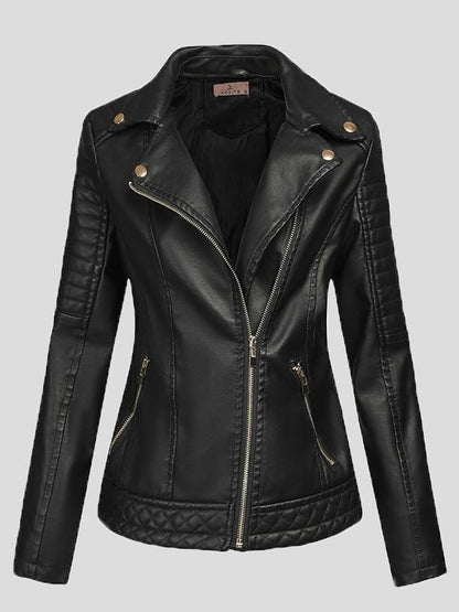 Women's Jackets Pu Temperament Lapel Zipper Short Jacket - LuckyFash™