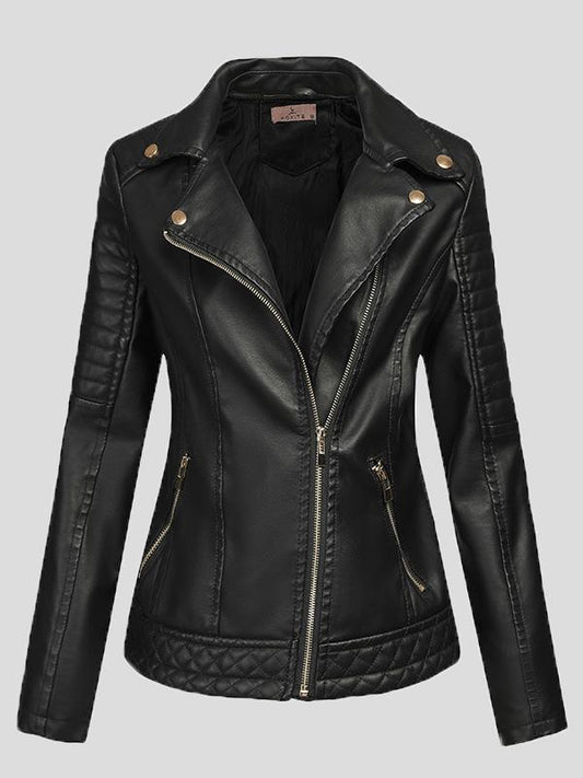 Women's Jackets Pu Temperament Lapel Zipper Short Jacket - LuckyFash™