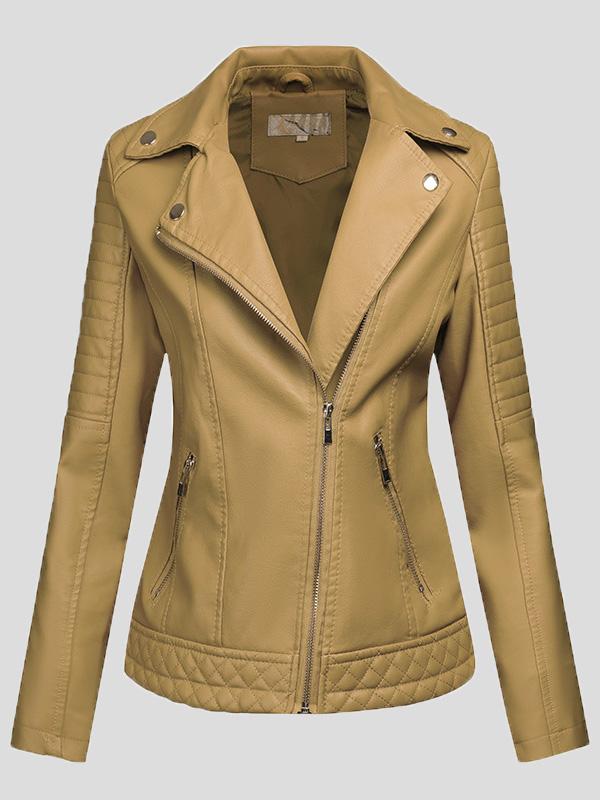 Women's Jackets Pu Temperament Lapel Zipper Short Jacket - LuckyFash™