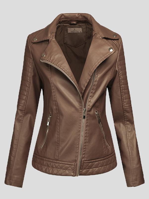 Women's Jackets Pu Temperament Lapel Zipper Short Jacket - LuckyFash™