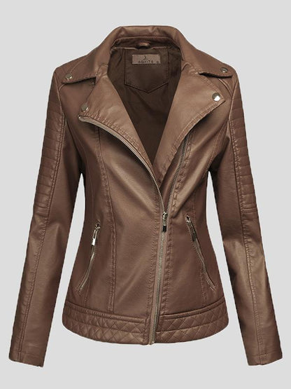 Women's Jackets Pu Temperament Lapel Zipper Short Jacket - LuckyFash™