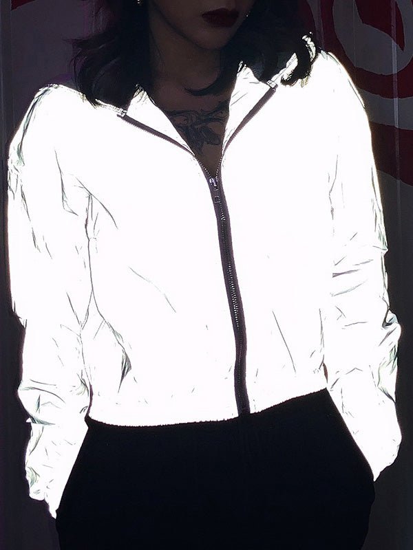 Women's Jackets Reflective Zip Hooded Slim Fit Jacket - LuckyFash™