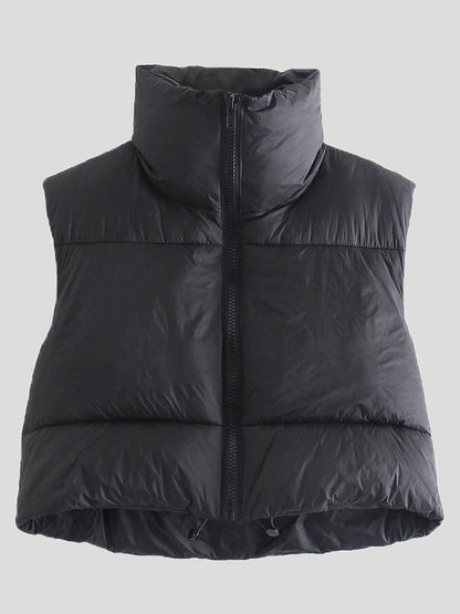 Women's Jackets Retro Simple Stand-Collar Down Cotton Vest - LuckyFash™