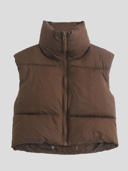 Women's Jackets Retro Simple Stand-Collar Down Cotton Vest - LuckyFash™