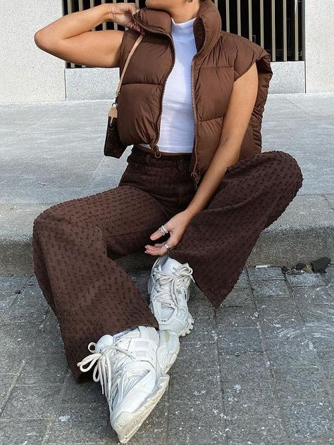 Women's Jackets Retro Simple Stand-Collar Down Cotton Vest - LuckyFash™