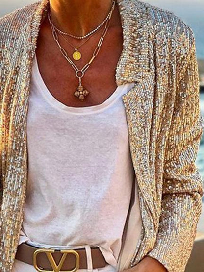 Women's Jackets Sequined Long Sleeve Slim Jacket - LuckyFash™