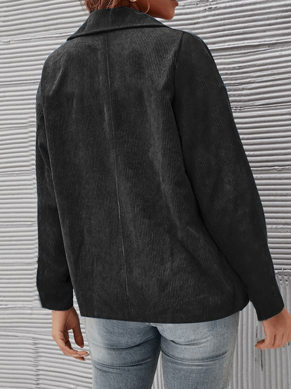 Women's Jackets Solid Corduroy Lapel Button Long Sleeve Jacket - LuckyFash™