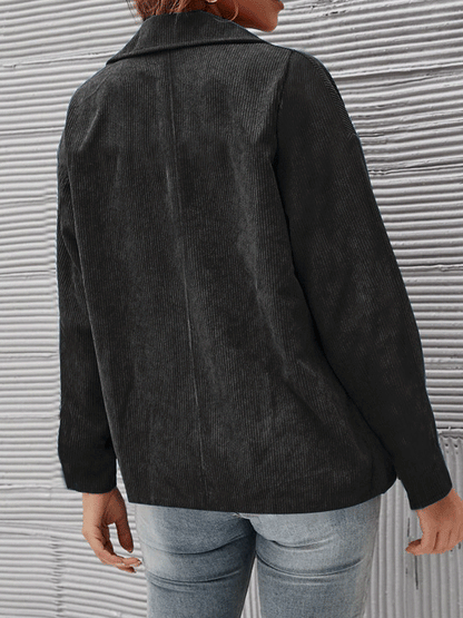 Women's Jackets Solid Corduroy Lapel Button Long Sleeve Jacket - LuckyFash™