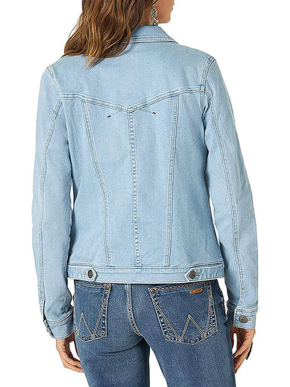 Women's Jackets Solid Flapped Pocket Single Breasted Denim Jacket - LuckyFash™