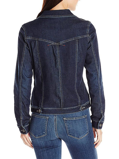 Women's Jackets Solid Flapped Pocket Single Breasted Denim Jacket - LuckyFash™