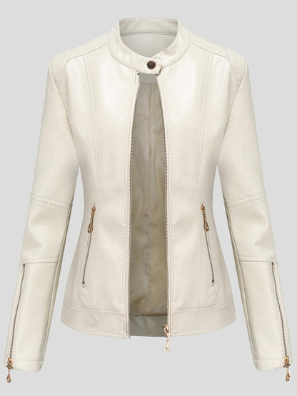 Women's Jackets Stand-Up Collar Zipper PU Leather Jacket - LuckyFash™