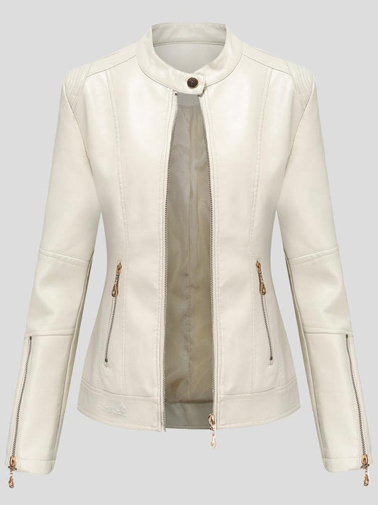 Women's Jackets Stand-Up Collar Zipper PU Leather Jacket - LuckyFash™