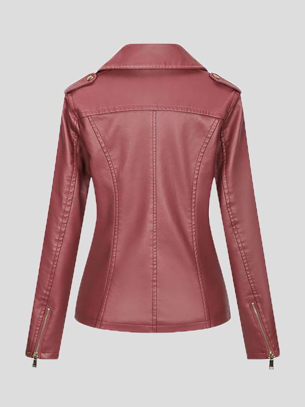 Women's Jackets Temperament Slim Zipper Lapel Pu Leather Jacket - LuckyFash™