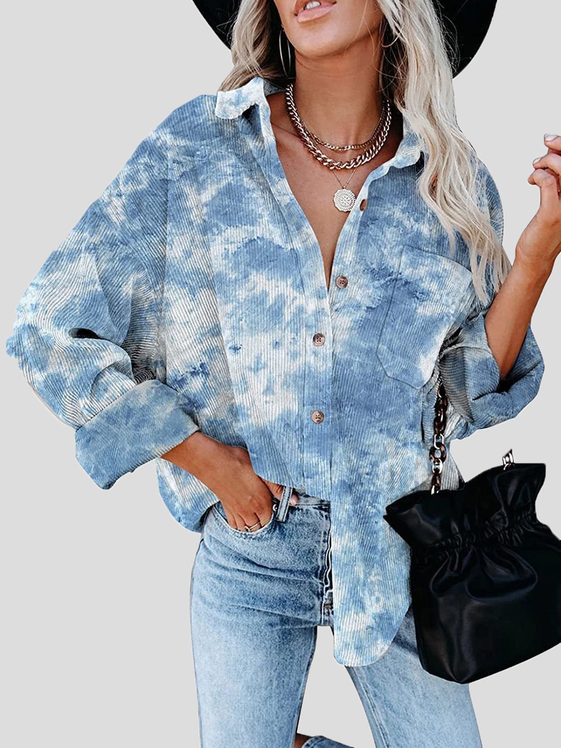 Women's Jackets Tie-Dye Long Sleeve Buttoned Shirt Jacket - LuckyFash™