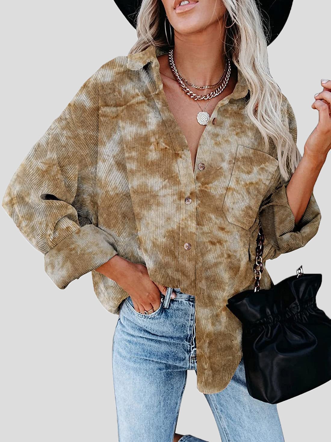 Women's Jackets Tie-Dye Long Sleeve Buttoned Shirt Jacket - LuckyFash™