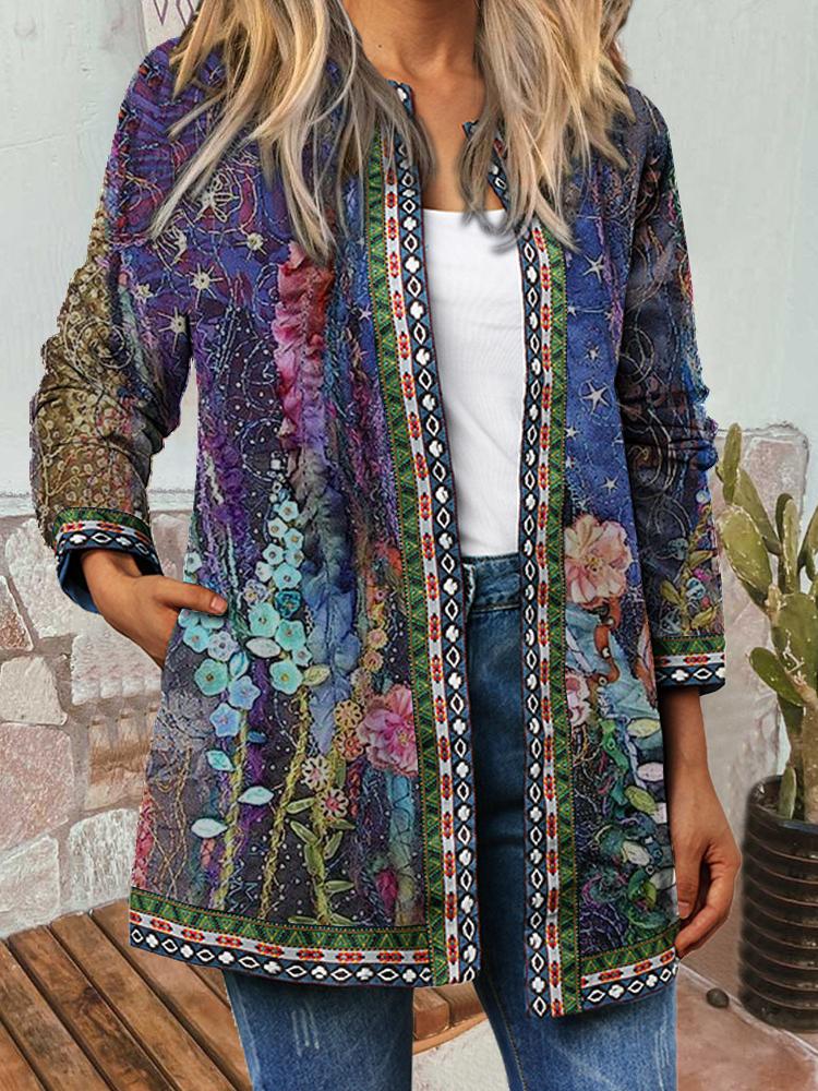 Women's Jackets Vintage Print Long Sleeve Cardigan Jacket - LuckyFash™