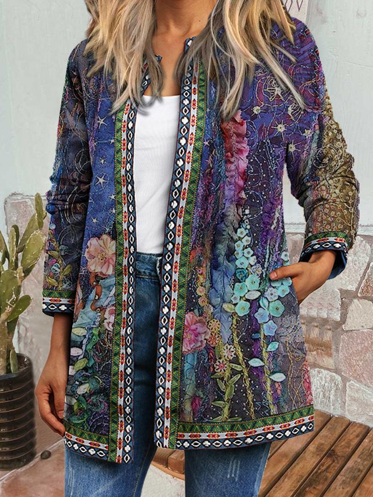 Women's Jackets Vintage Print Long Sleeve Cardigan Jacket - LuckyFash™