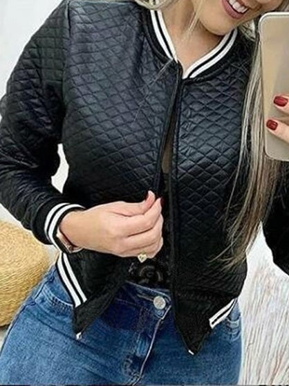 Women's Jackets Zipper Baseball Uniform Long Sleeve Short Jacket - LuckyFash™