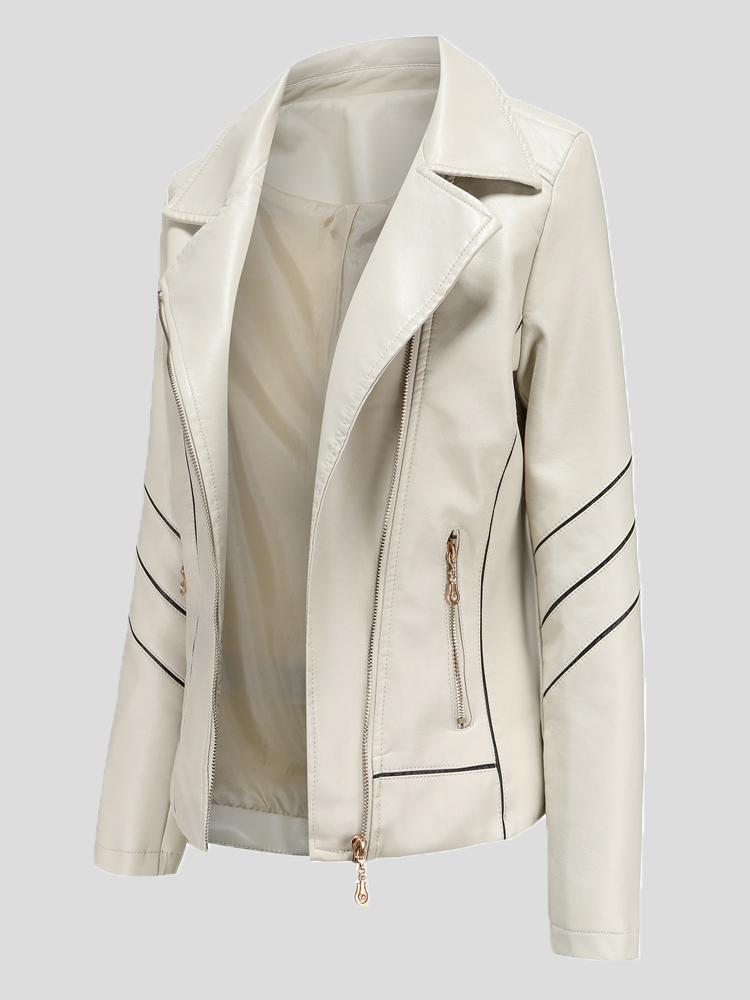 Women's Jackets Zipper Long Sleeve PU Motorcycle Jacket - LuckyFash™