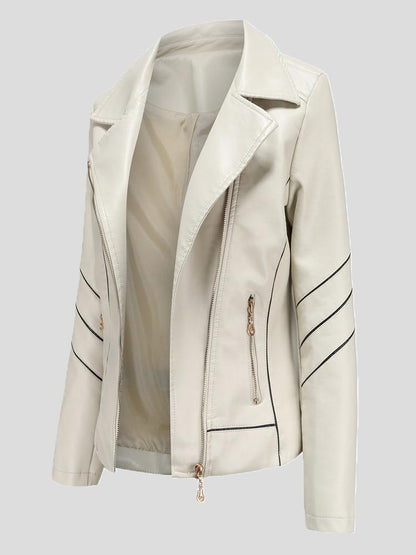 Women's Jackets Zipper Long Sleeve PU Motorcycle Jacket - LuckyFash™