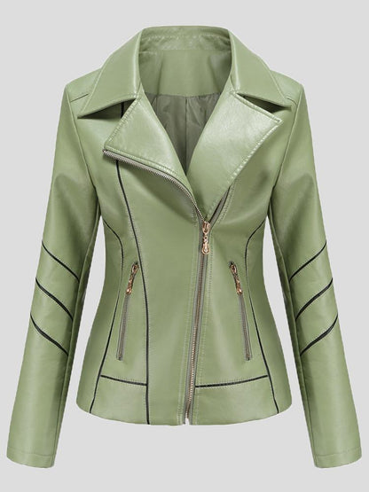 Women's Jackets Zipper Long Sleeve PU Motorcycle Jacket - LuckyFash™