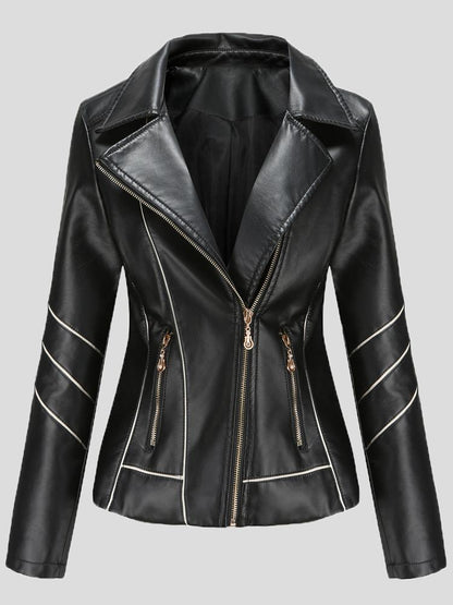 Women's Jackets Zipper Long Sleeve PU Motorcycle Jacket - LuckyFash™