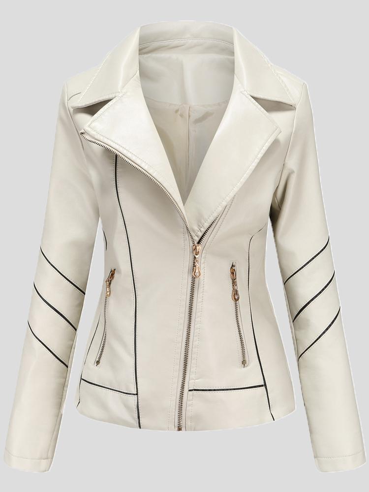 Women's Jackets Zipper Long Sleeve PU Motorcycle Jacket - LuckyFash™