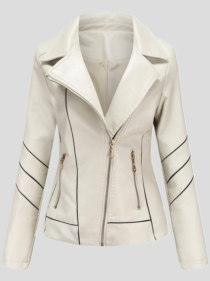 Women's Jackets Zipper Long Sleeve PU Motorcycle Jacket - LuckyFash™